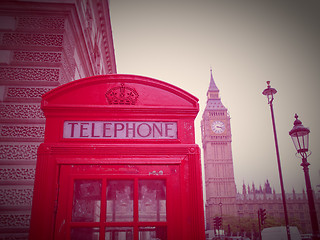 Image showing Retro look London telephone box