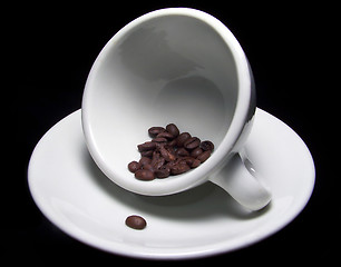 Image showing Cup Of Coffee Beans On Saucer