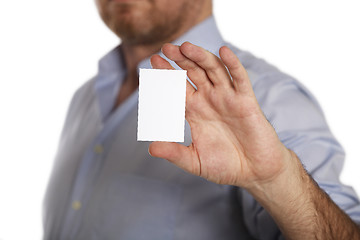 Image showing Businessman with business white card