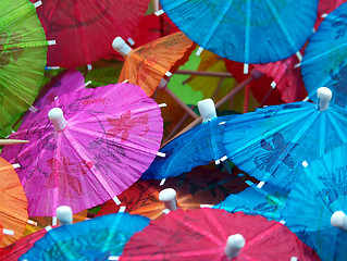 Image showing Colorful Little Drink Umbrellas