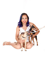 Image showing Woman with two dogs.