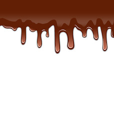 Image showing Melted chocolate syrupy drips isolated on white background, swee