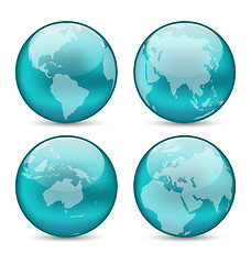 Image showing Set globes showing earth with continents