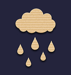 Image showing Carton paper cloud with rain drops