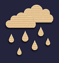 Image showing Paper clouds with rain drops, carton texture