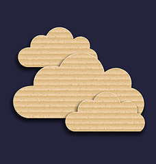 Image showing Carton paper clouds isolated on dark background