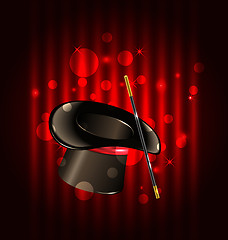 Image showing Magic background with top hat and wand