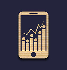 Image showing Paper mobile phone with abstract infographic, chart