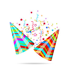 Image showing Colorful party hats with confetti for your holiday