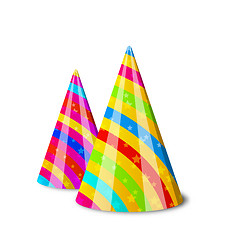 Image showing Colorful party hats for your holiday, isolated on white backgrou