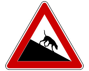 Image showing Slope warning sign for dogs