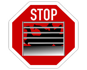 Image showing Stop sign caging of hen