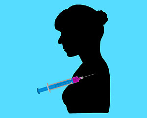 Image showing Black silhouette of woman gets an immunization