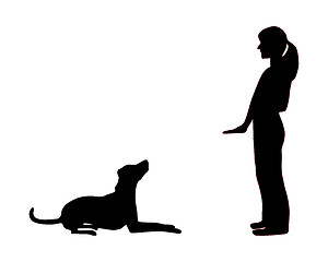 Image showing Dog training (obedience): command sit down