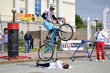 Image showing Mikhail Sukhanov performance, champions of Russia on a cycle tri