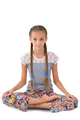 Image showing Girl sitting in the lotus position