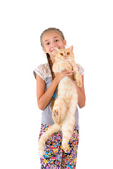 Image showing The girl with a red cat