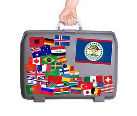 Image showing Used plastic suitcase with stickers