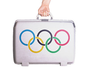 Image showing Used plastic suitcase with stains and scratches