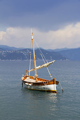 Image showing Small wooden sail ship