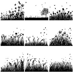 Image showing Grass silhouette set