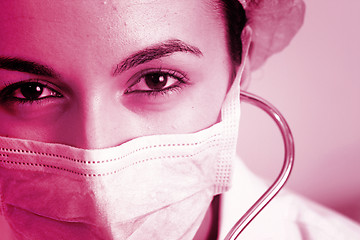 Image showing Young doctor with stethoscope.