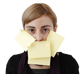 Image showing Woman and post it