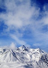 Image showing Winter snowy mountains at windy day