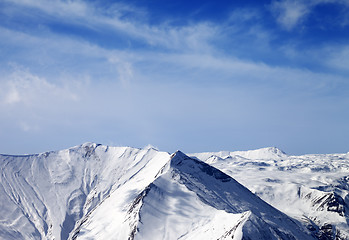 Image showing Snowy mountains at sunny day