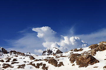 Image showing Snowy rocks at nice day