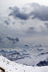 Image showing Evening mountains and cloudy sky