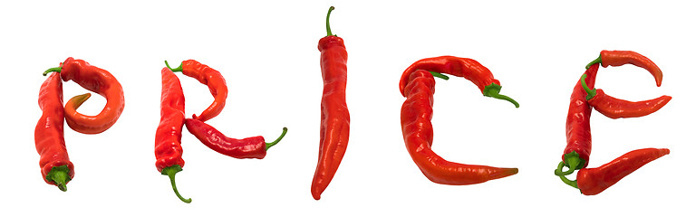 Image showing PRICE text composed of red chili peppers