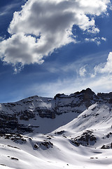 Image showing Snowy mountains in evening