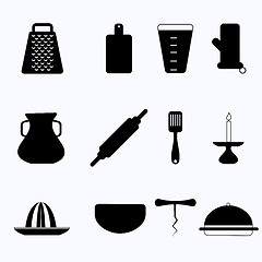 Image showing Black vector icons for kitchenware