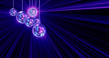 Image showing Colorful funky background with mirror disco balls