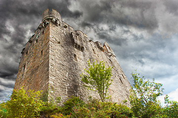 Image showing Stormy sky over castle