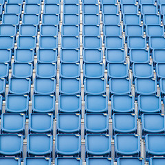 Image showing Blue seat in sport stadium