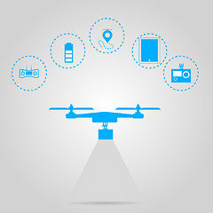 Image showing Flat vector illustration for monitoring with quadrocopter