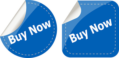 Image showing buy now word on stickers button set, business label