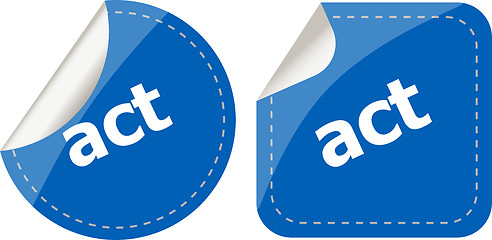 Image showing act stickers set, icon button isolated on white