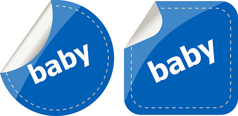 Image showing baby word on stickers button set, label