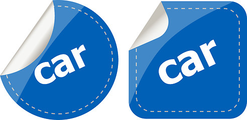 Image showing car word stickers set, web icon button