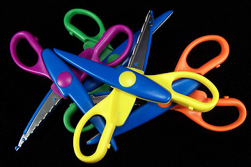 Image showing Colorful Scissors on Black Background