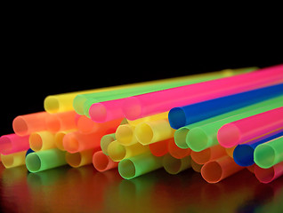 Image showing Close Up of Colorful Straws