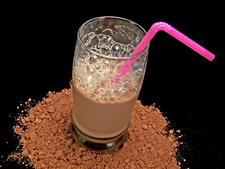 Image showing Glass of Chocolate Milk