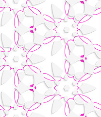 Image showing White  geometrical floristic with purple layering seamless patte