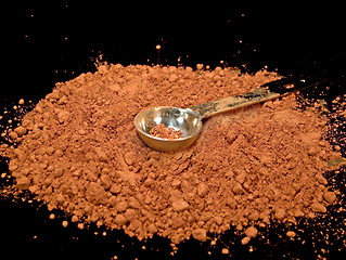 Image showing Powdered Cocoa with Silver Teaspoon