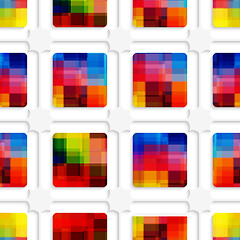 Image showing Colorful squares and net seamless pattern