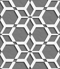Image showing White geometrical net on textured gray seamless pattern