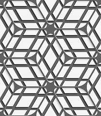 Image showing White geometrical detailed with gray net on gray seamless patter
